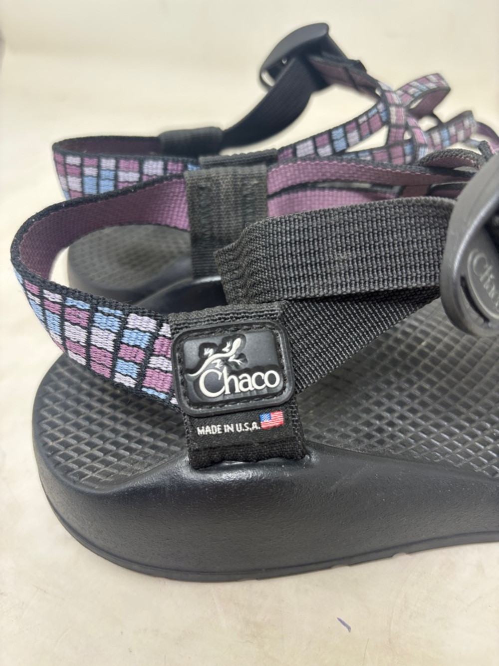 Chaco Women's Sandals in Black and Purple Geometric Strap - Picture 6 of 8